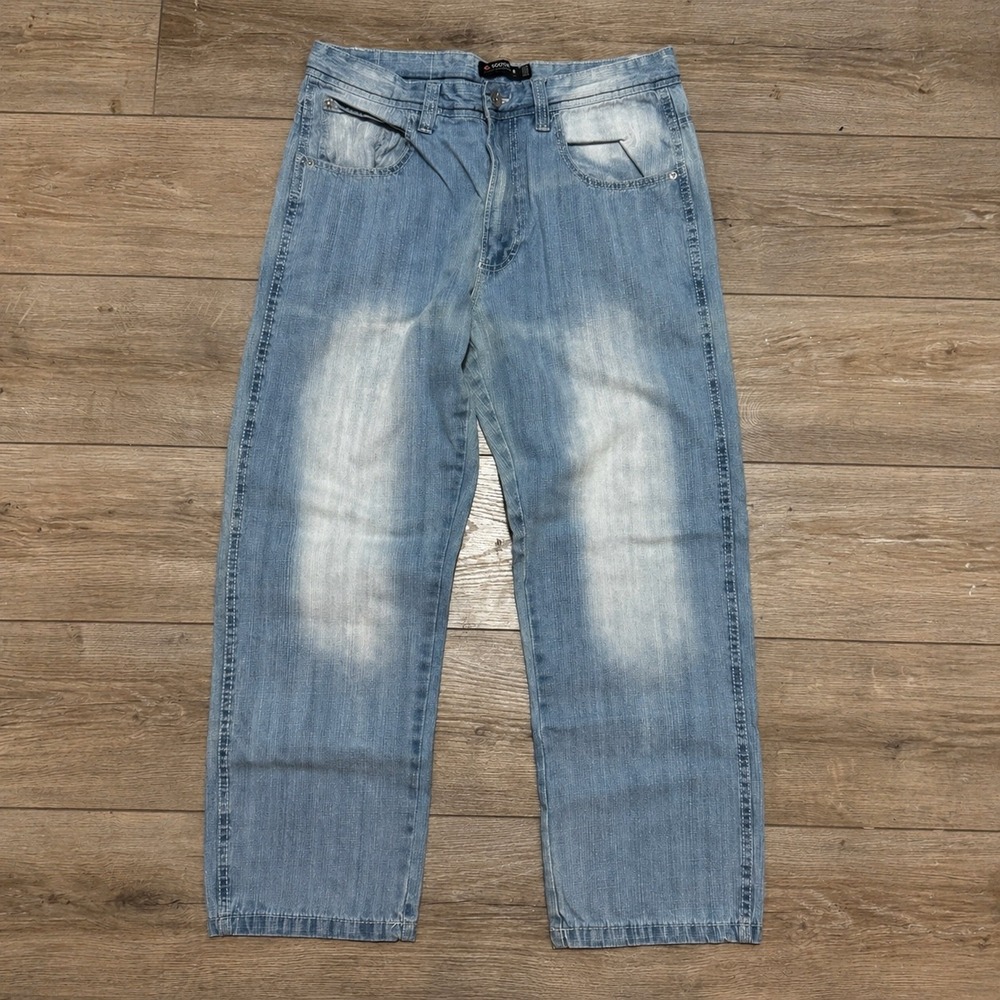 Southpole Relaxed Fit Light Wash Baggy Denim Jeans 34x30 Vtg Y2K Streetwear